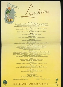 1949 RMS Nieuw Amsterdam Luncheon Menu - Holland America Line - Picture 1 of 1