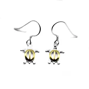 Pendientes brillantes de plata esterlina 925 hawaiana colgante mar paz tortuga oro plata - Imagen 1 de 4