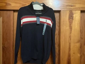 U.S. Polo Quarter Zip 100% Cotton Multicolored Men’s Sweater Size M - Picture 1 of 6