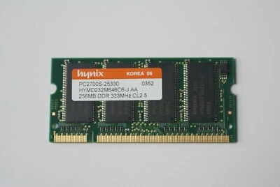 Hynix 256MB DDR 333MHz CL2.5 PC2700S-25330, HYMD232M646C6-J AA Laptop Memery RAM - Image 1 of 3