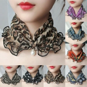 Chiffon Halstuch dünner Fake Kragen Vintage weich Kopfbedeckung Trendy für Damen LA - Bild 1 von 19