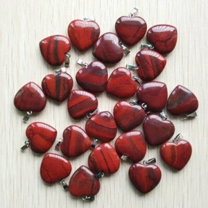 Wholesale 50pcs Natural Red Jasper Stone Heart Shape Pendants Charms Jewellery - Picture 1 of 10