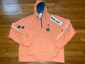 Adidas Pharrell Human Race Hoodie Pullover Size XL Pink Half Zip Hood Sweat B