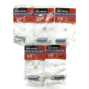 RED HEAD 50125 3/8-Inch x 1-5/8-Inch Steel Concrete Drop-In Anchor Set of 5 - Picture 1 of 2