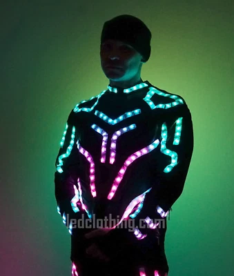 LED Robot Tron Disfraz Pixel Iluminar Traje para Espectáculo de Baile Burning Man Disfraz Foto 1 de 3