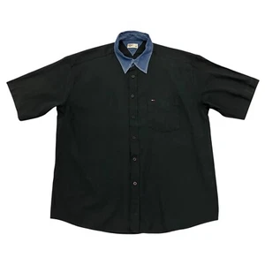 Tommy Hilfiger Shirt Black Mens 2XL Short Sleeve 100% Cotton - Picture 1 of 9