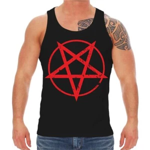 Canotta maglietta con spalline Pentagramma 666 hell gothic heavy metal nera death emo - Foto 1 di 2