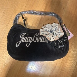 Retro Juicy Couture Pam & Gela Small Espresso Brown Flowers Hobo Velour Handbag - Picture 1 of 6