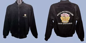 Vintage 90' Poker Palace Casino Black Corduroy Card Game Embroidered Jacket Sz L - Bild 1 von 10