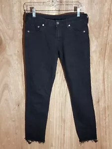 hm jeans mujer talla 29/32 super ajustados cintura baja deshilachado dobladillo elástico denim negro - Imagen 1 de 10