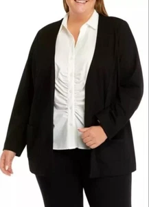 NEU CALVIN KLEIN SCHWARZ VORNE OFFEN LANGE KARRIERE JACKE BLAZER GRÖSSE 16 W DAMEN 149 $ - Bild 1 von 6