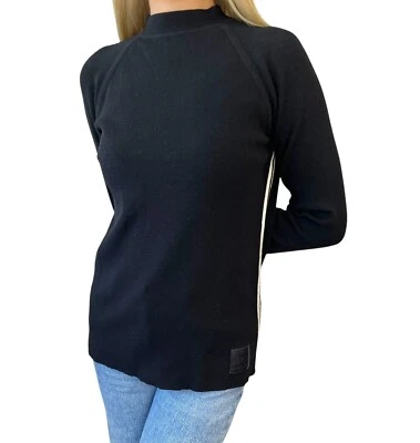 Suéter Tejido CHANEL Sport Vintage 04A Logo CC #38 Cuello Simulado Lana Negra Foto 1 de 4