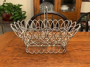 Vintage Schmiedeeisen weiß lackiert Shabby Chic Rechteck Pflanzgefäß/Topfhalter mit Griff - Bild 1 von 6