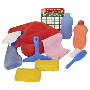 Playkidz Cleaning Caddy Set, 10Pcs Includes Spray, Sponge, Squeegee, Brush, - Picture 1 of 8