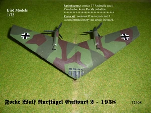 Focke Wulf Nurflügelprojekt Entwurf 2 - 1938 1/72 Bird Models Resin kit - Bild 1 von 10