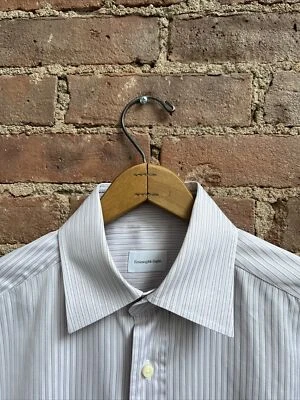 Camicia elegante uomo Ermenegildo Zegna, taglia 15,5/39, jacquard a righe rosa 100% cotto - Immagine 1 di 4