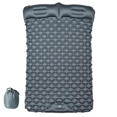 Yescom Double Sleeping Pad 2 Person Inflatable Camping Mat w/ Pillow Foot Pump - Image 1 of 4