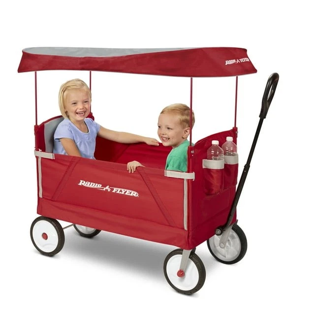 RADIO FLYER 3-IN-1 EZ FOLD WAGON WITH CANOPY, SEAT BELTS - RED - Image 1 of 4
