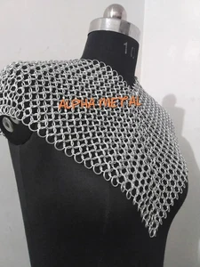 Chainmail shoulder collar armor metal aluminum unisex neck piece gothic cosplay - Picture 1 of 4