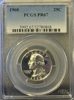 1960 Proof Silver Washington Quarter 25c Coin PCGS Certified PR67 Philadelphia - Image 1 of 2