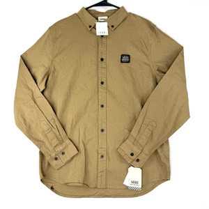 Vans Button Down Shirt Men's Small Brown Long Sleeve The Original Off The Wall - Picture 1 of 11