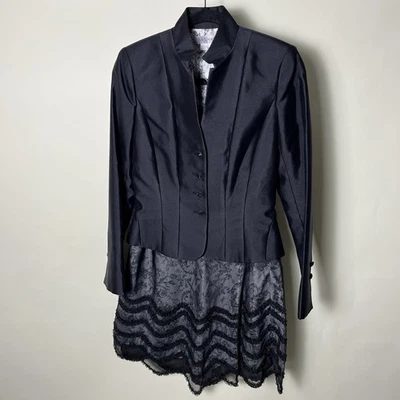 Traje Falda Kay Unger Algodón Seda Negro Encaje De Colección? Talla 2 Nueva York Usado en Excelente Condición Foto 1 de 4