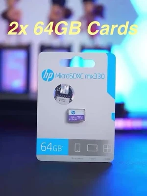 ✅ HP mx330 64 GB Class 10/UHS-I (U3) microSDXC 2PACK Memory Card ￼ - Image 1 of 3