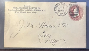 Vintage 1887 envelope with The Adirondack Railway Co return address, Sarasota - Picture 1 of 2