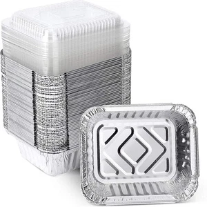 WHDepot 1 Lb Small Aluminum Foil Pans with Clear Lids (50 Pack), Disposable C... - Picture 1 of 7