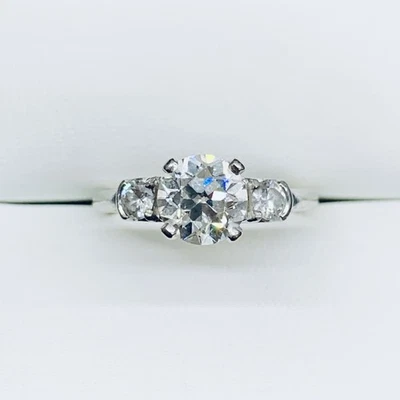 1.25Ct 18k White Gold Round Cut Natural Diamond Engagement Wedding Ring Size 6.5 - Image 1 of 4