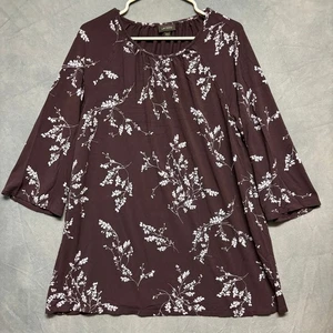 J. Jill Wearever Collection Floral Blouse Womens Large Boho Hippie Cottage Flowy - Picture 1 of 6