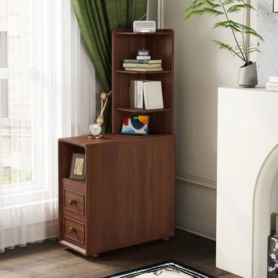 Side table with drawers and open shelves, on high legs - Image 1 of 4