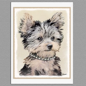 6 Yorkshire Terrier Puppy Yorkie Blank Art Note Greeting Cards - Bild 1 von 1