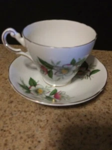 VTG "REGENCY" English Bone China Christmas Rose Cup & Saucer Set Gold Trim VGUC - Picture 1 of 6