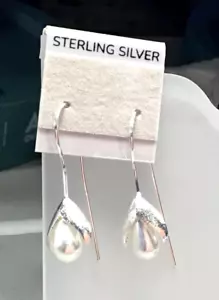 Orecchini argento sterling 925 finta perla bianca gocciolante goccia traforata - Foto 1 di 3