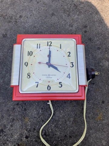 VINTAGE GE TELECHRON RED DOT RETRO WALL CLOCK ART DECO Cover
