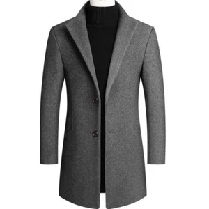 Men Suit Blazer Wool Warm Formal Business Lapel Coat Windproof Regular Fit - Picture 1 of 13