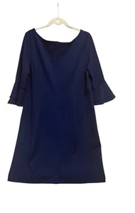 ILE New York Bell Sleeve Navy Shift Dress Size 14 Polyester Spandex Dress Classy - Picture 1 of 5