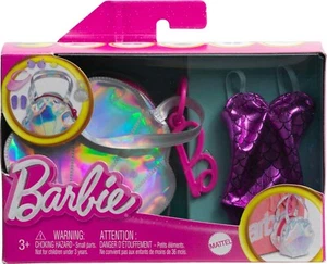Barbie Clothes, Deluxe Clip-on Beach Bag with Swimsuit and 5 Themed Accessories - Picture 1 of 5