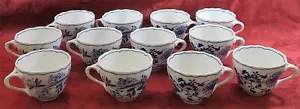 JUEGO DE 12 TAZAS DE CAFÉ VINTAGE HUTSCHENREUTHER AZUL CEBOLLA FLORAL ALEMANIA - Imagen 1 de 7