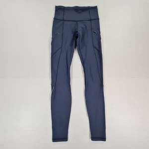 Lululemon Womens Leggings Navy Blue 8 UK Full Length Zip Pockets Running Yoga - Picture 1 of 7