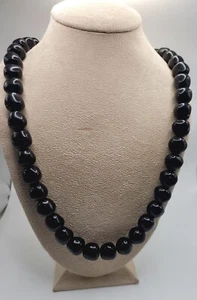 Vintage BLACK Irregular Nugget Bead 30" Necklace Chunky Lucite/Acrylic NOS - Picture 1 of 6