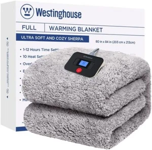 Westinghouse Electric Blanket Full Size, Soft Plush Sherpa Heated Blanket with 1 - Picture 1 of 8