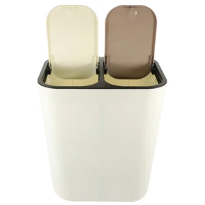 Push Trash Can Kitchen Waste Basket Bathroom Trashcan with Lid Office - Picture 1 of 12