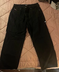 Tommy Hilfiger Baggy Denim Jeans Wide Leg Carpenter Black 38x32 Vintage 2003 - Picture 1 of 5