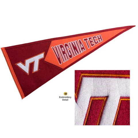 VA Tech Hokies Embroidered and Wool College Pennant Cover