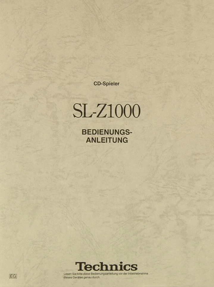 Acquisto Technics SL-Z1000 Cd transport manuale utente - Immagine 1 di 1