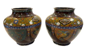 JAPANISCHE Cloisonne VASEN Paar - MEIJI-Zeit - Bild 1 von 9