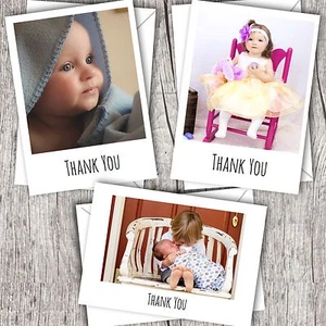 Personalisiertes Foto DANKE Karten ~ flach/Postkarte ~ Baby/Kind/Junge/Mädchen - Bild 1 von 3