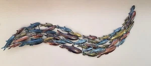 Contemporary Copper Silver Gold Fish Shoal Unusual Giant Metal Fish Wave 145cm - Picture 1 of 5